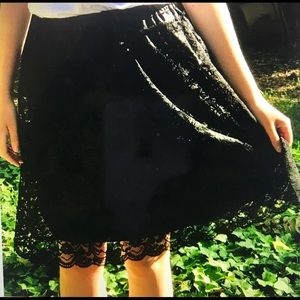 Anthropology black lace short skirt  Size M